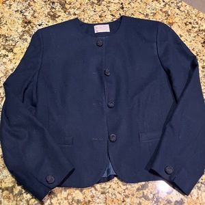 Vintage Pendleton Navy Blazer Jacket 100% Virgin Wool Women Size 14 Made In USA